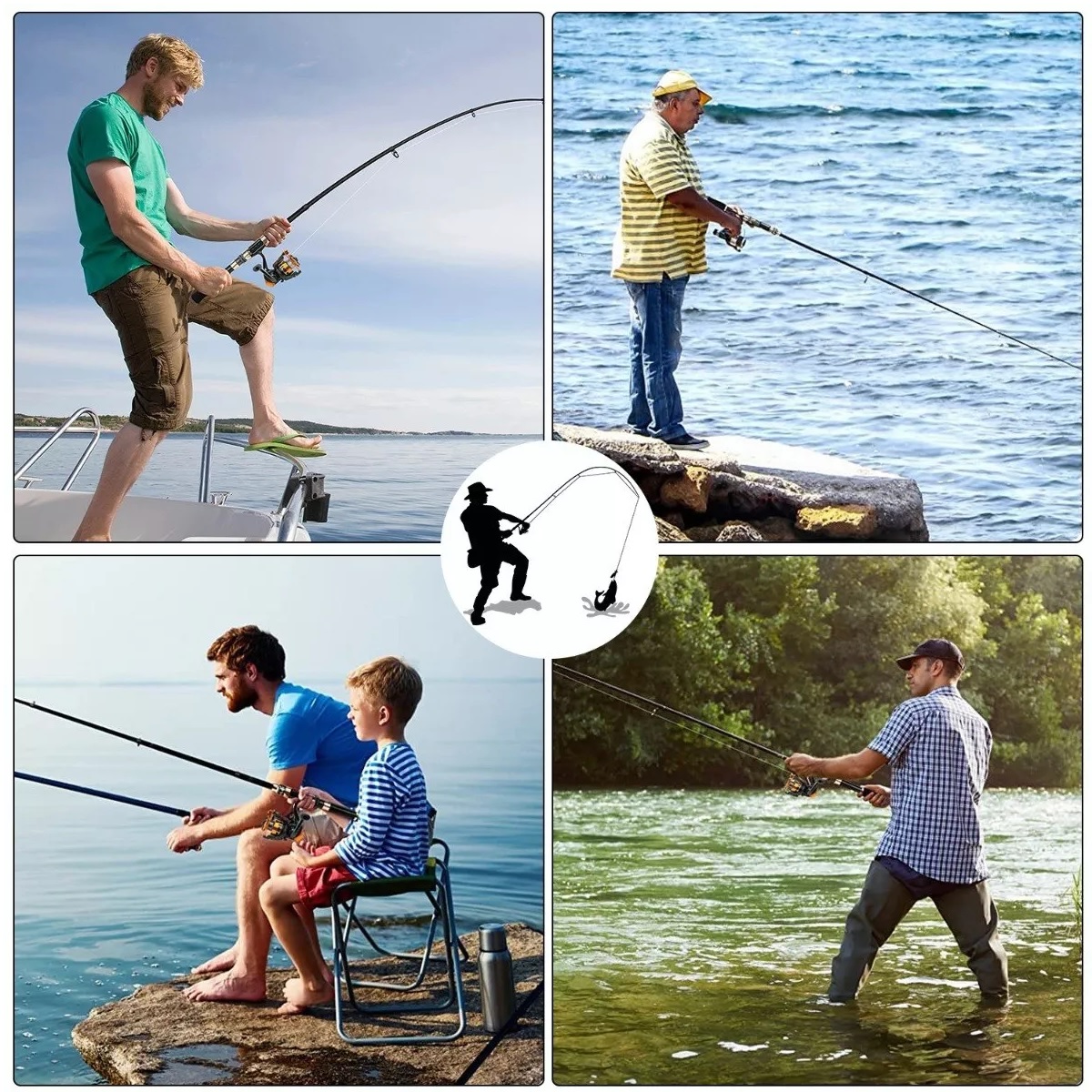 Kit Pesca 2.1m Caña Carrete Señuelo Accesorio Bolsa Completo