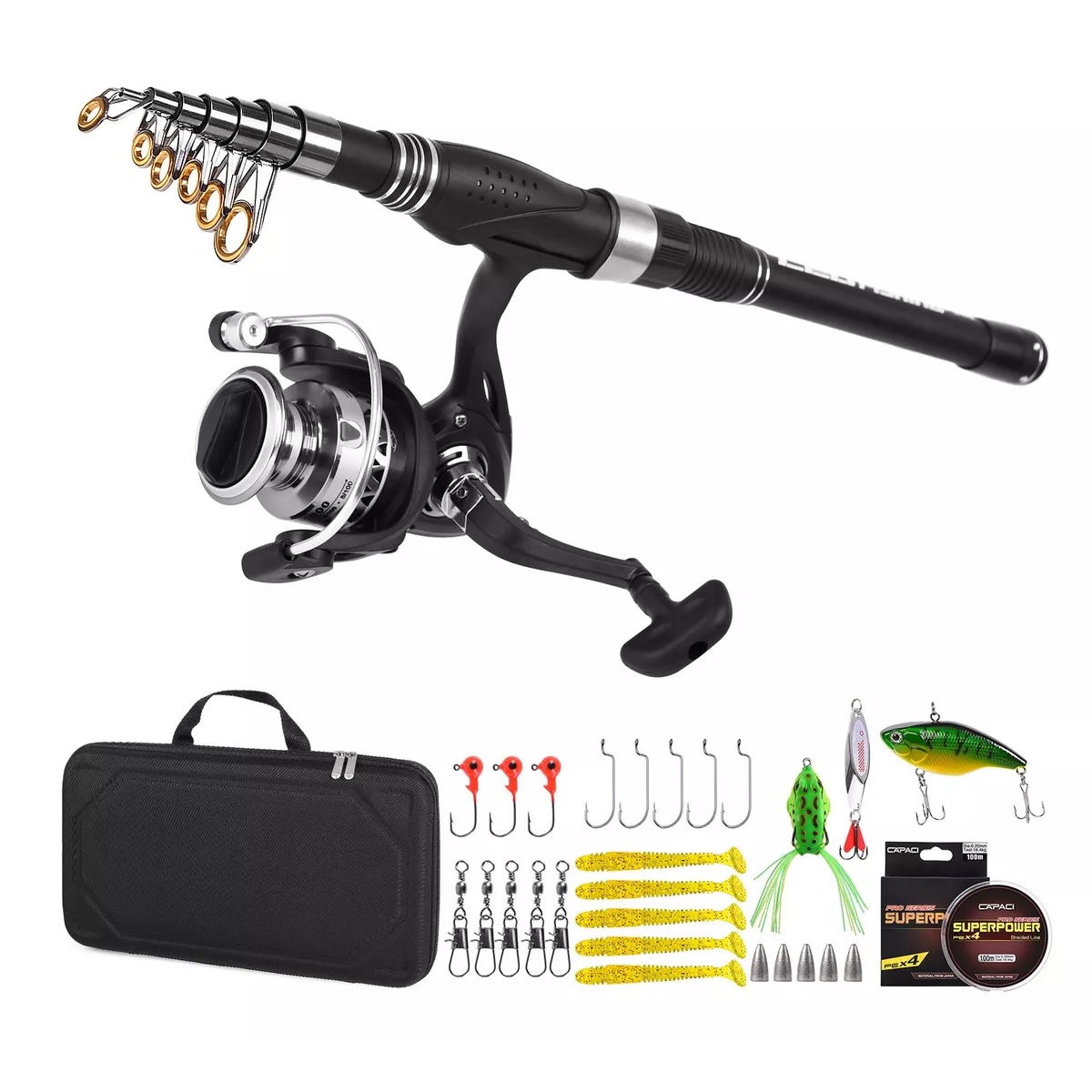 Kit Pesca Caña De Pescar Y Carrete Completo