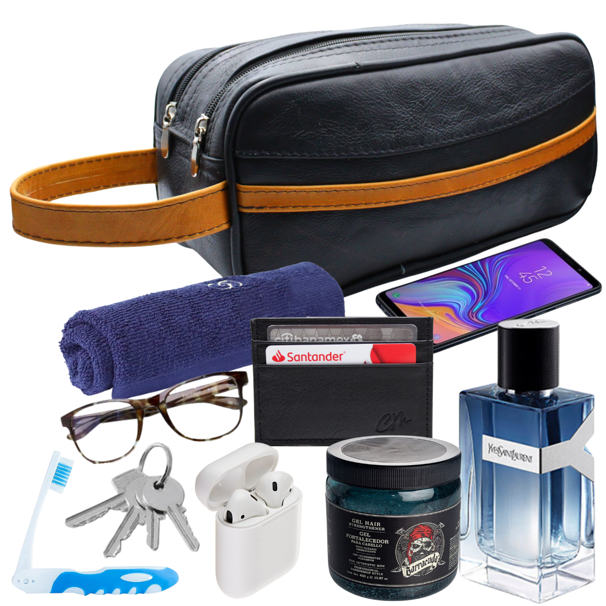 Neceser Maletín Sobaquera Hombre Piel Estuche Viaje Casual