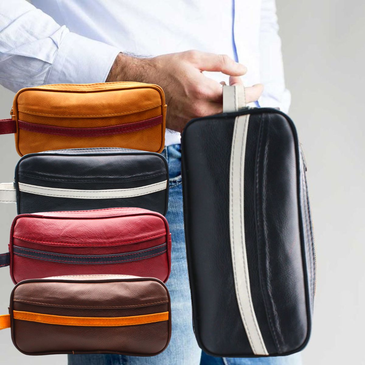 Neceser Maletín Sobaquera Hombre Piel Estuche Viaje Casual