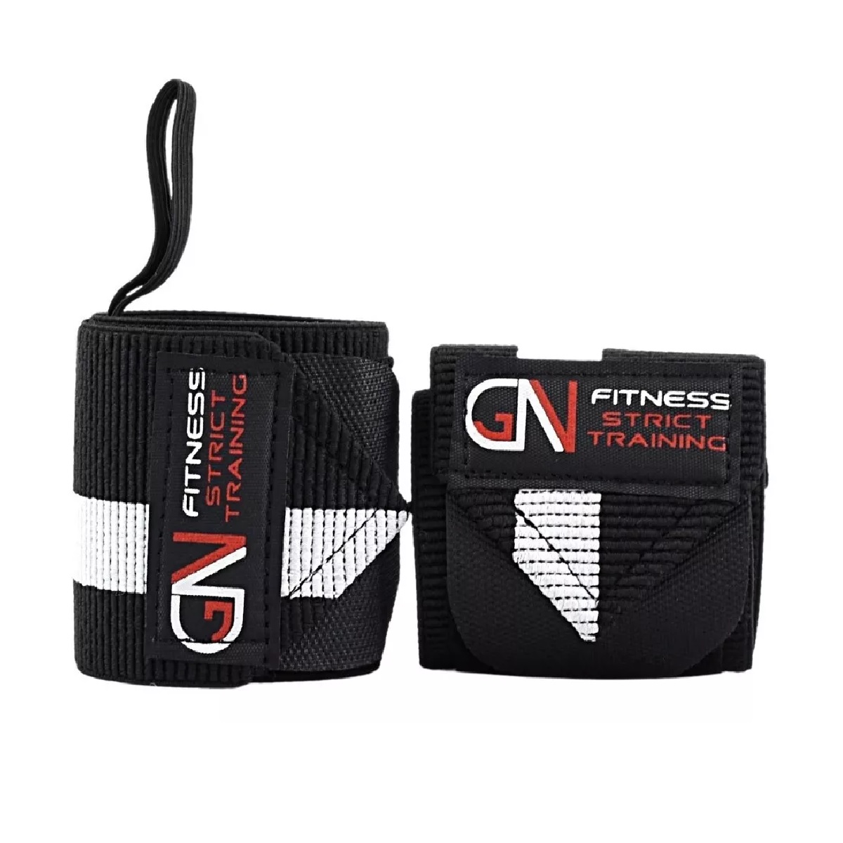 Par Muñequeras Crossfit Gym Pesas Gimnasio Negro/Blanco