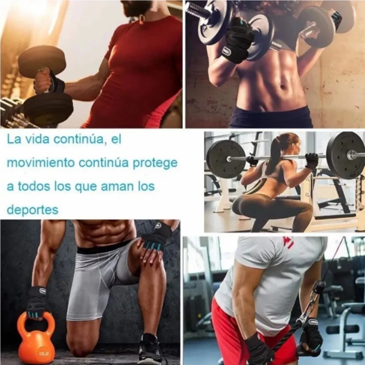 Guantes Gym  Pesas Crossfit Gimnasio Mujer Hombre Negro M
