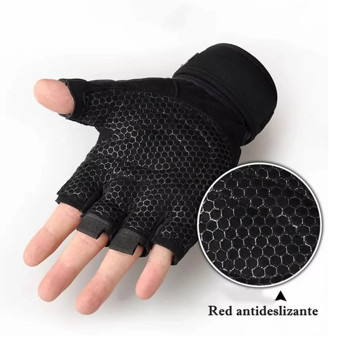 Guantes Gym  Pesas Crossfit Gimnasio Mujer Hombre Negro/Rojo M