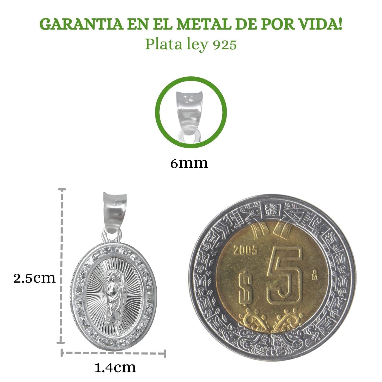 Cadena Dije San Judas Tadeo Figaro 60cm Plata Ley 925.