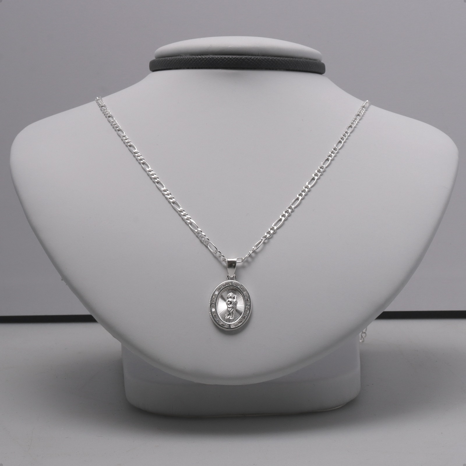 Cadena Dije San Judas Tadeo Figaro 60cm Plata Ley 925.