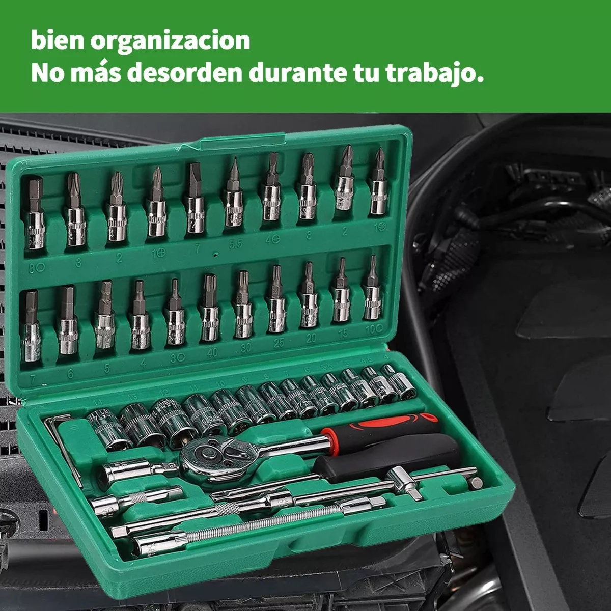 Set 46pcs Autopartes , Juego De Herramientas Mecánicas