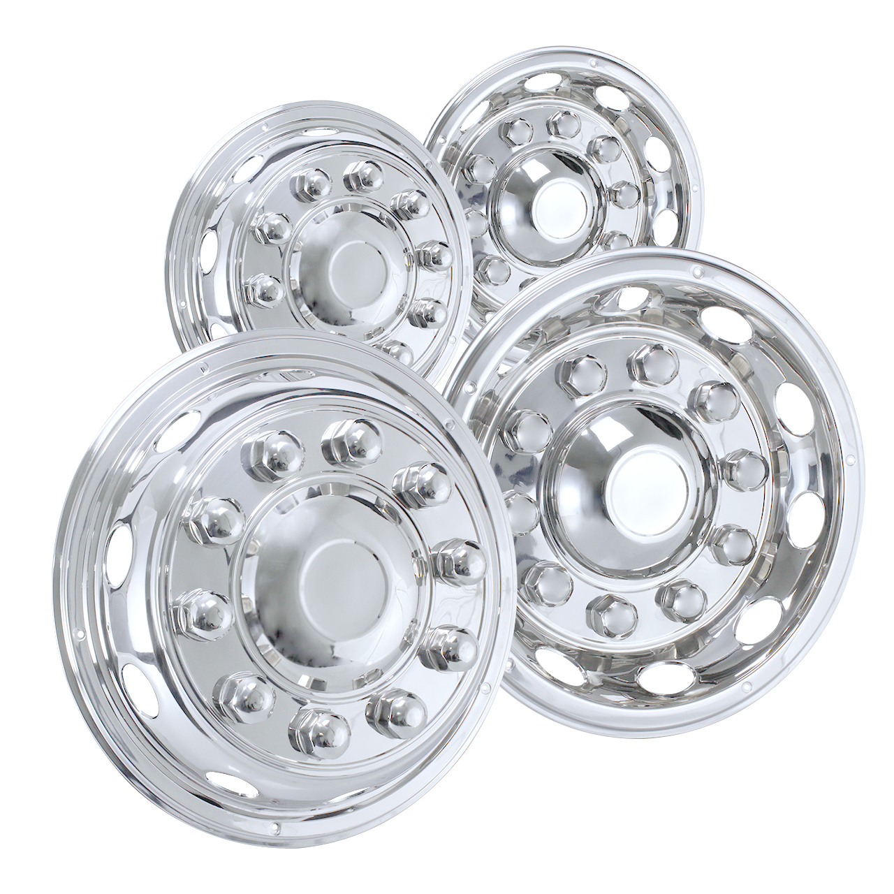 Juego 4 Tapones Rin 22 Pulgadas Cromo Camion Trailer 10 Bir