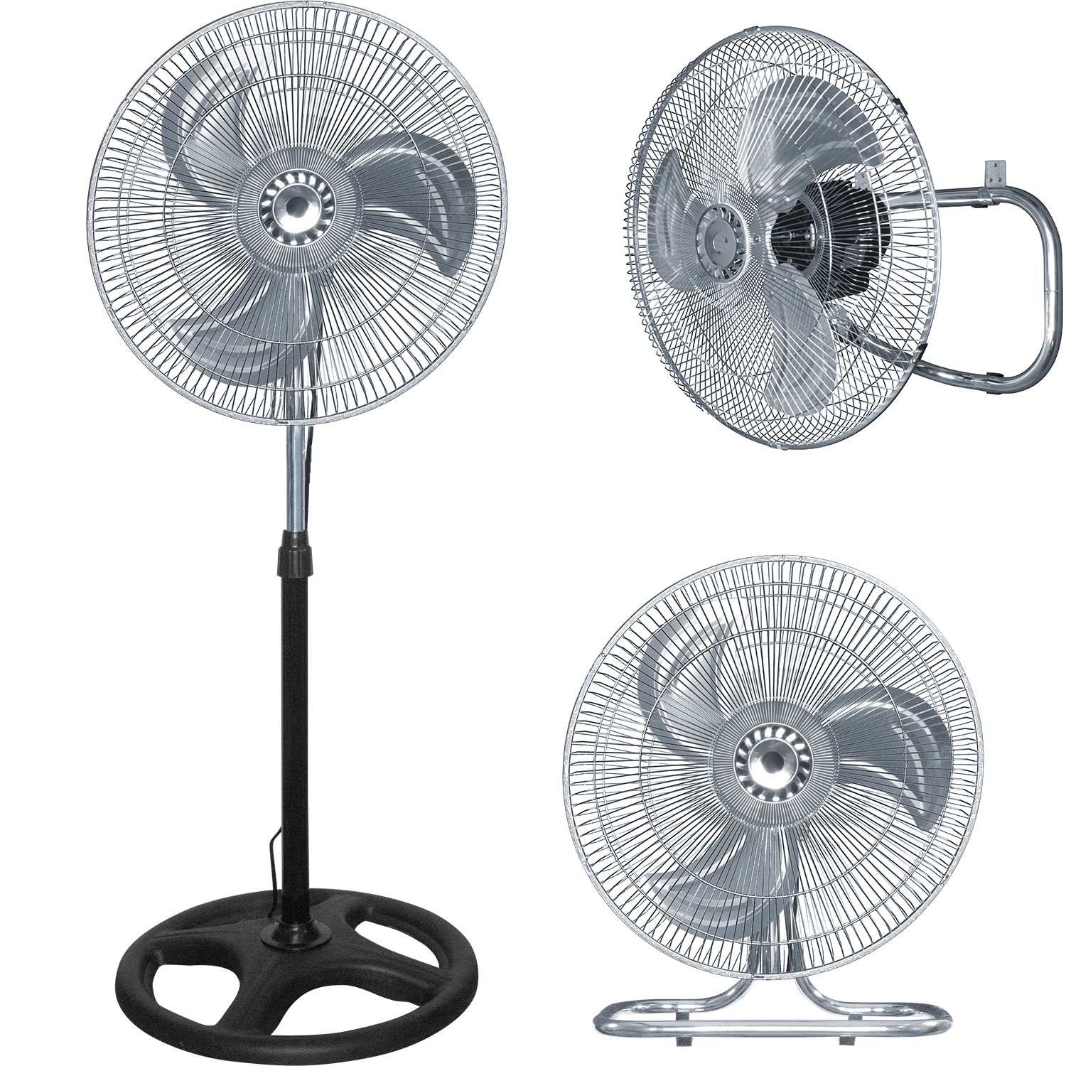 Ventilador Pedestal  3 en 1 Aspas Metal 1.3 Mt Altura 