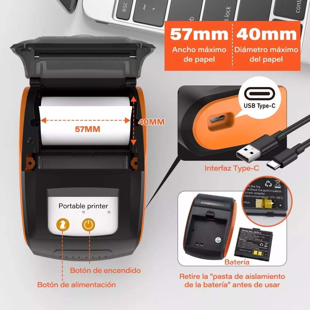 Impresora Térmica Portátil (58 Mm)