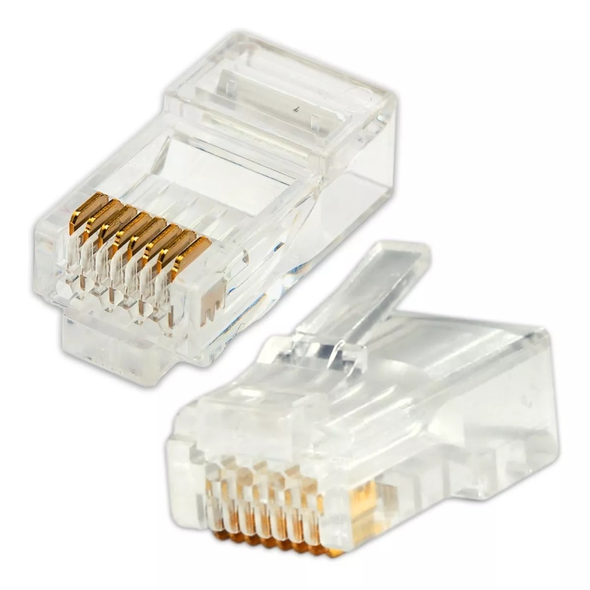 100 Pz Plug Cat 6 Rj45 Baño De Oro 3u Conector Red Utp Cober