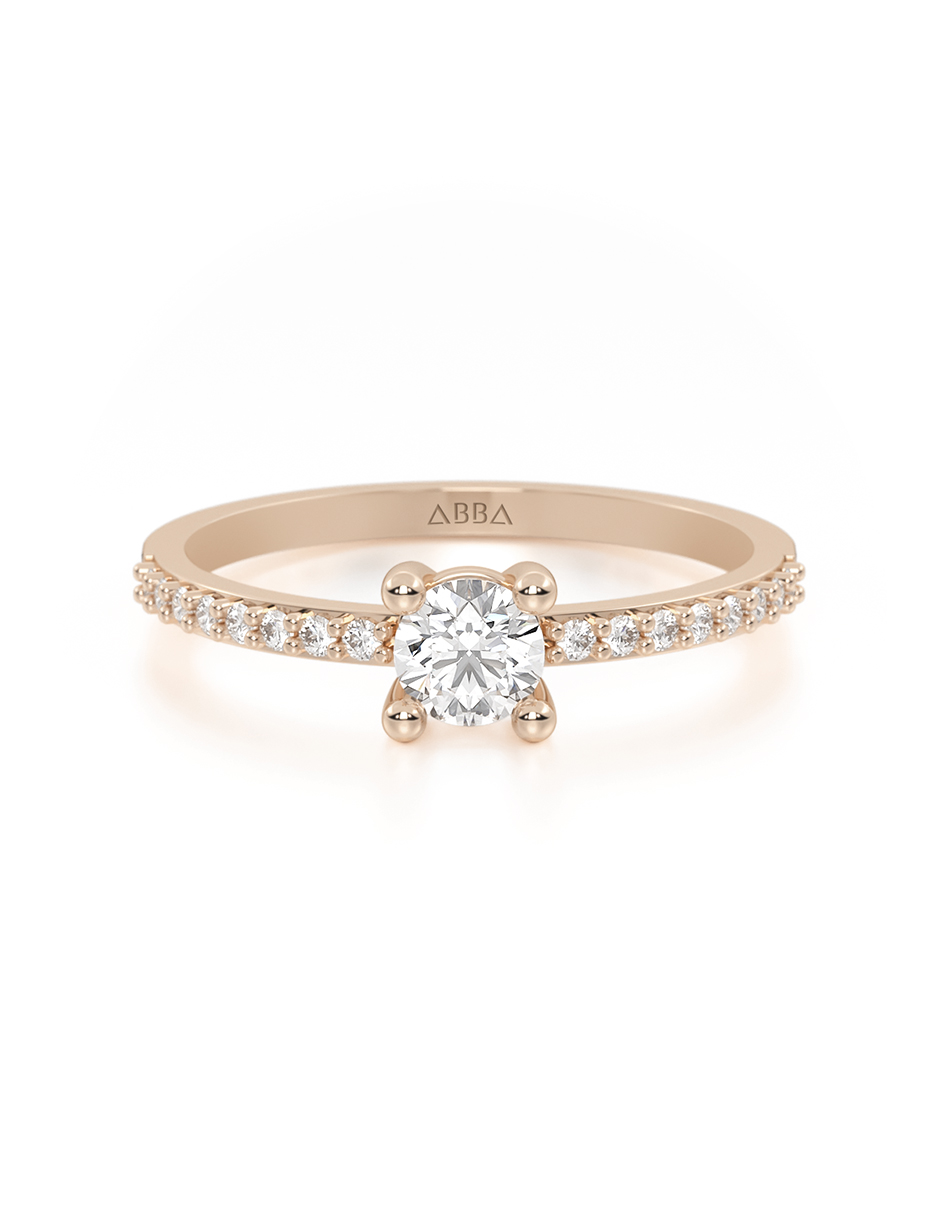 ANILLO DE COMPROMISO ORO 14K ROSA CON PIEDRA VIVIÁN ABBA JOYAS 