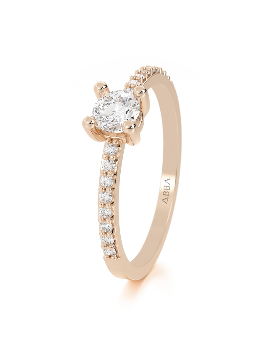 ANILLO DE COMPROMISO ORO 14K ROSA CON PIEDRA VIVIÁN ABBA JOYAS 