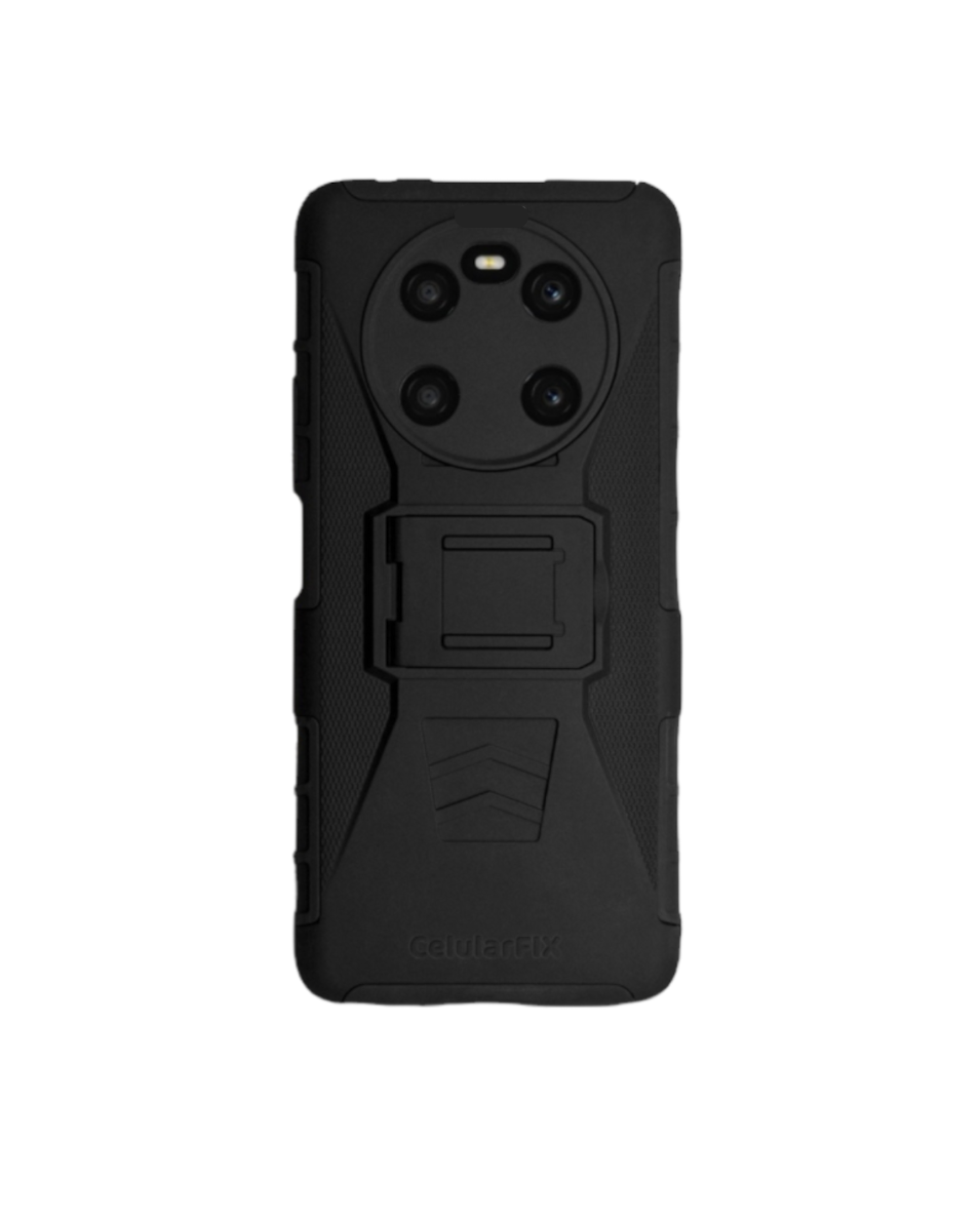 Funda Protector Uso Rudo con Clip más Mica de Cristal Gratis para Huawei Honor X9 Color Negro.