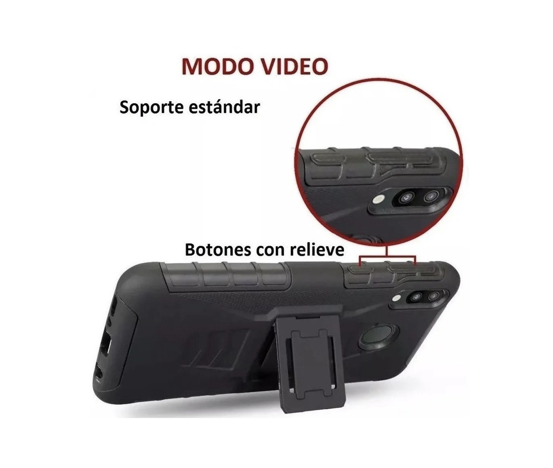 Funda Protector Uso Rudo con Clip más Mica de Cristal Gratis para Huawei Honor 70 Color Negro