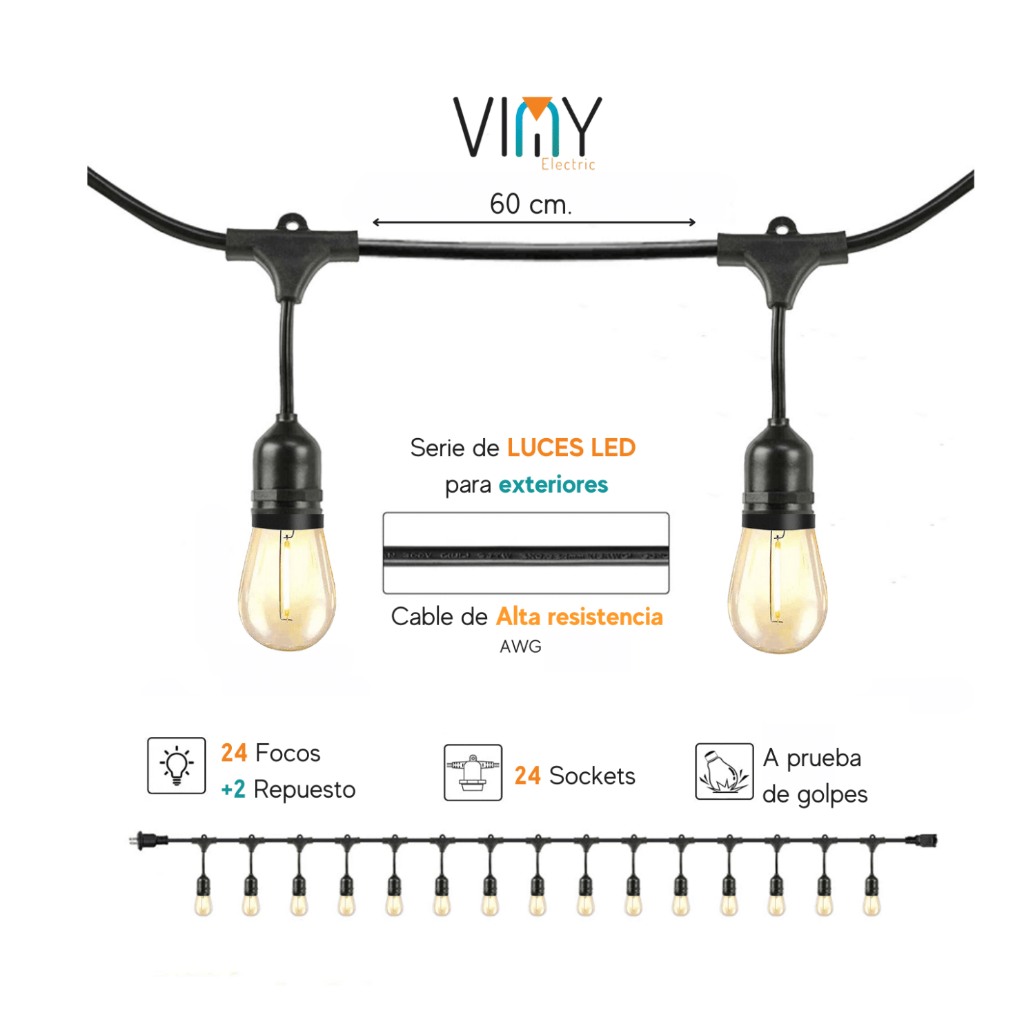 6 Series de Luces Led Focos Vintage 15 Metros