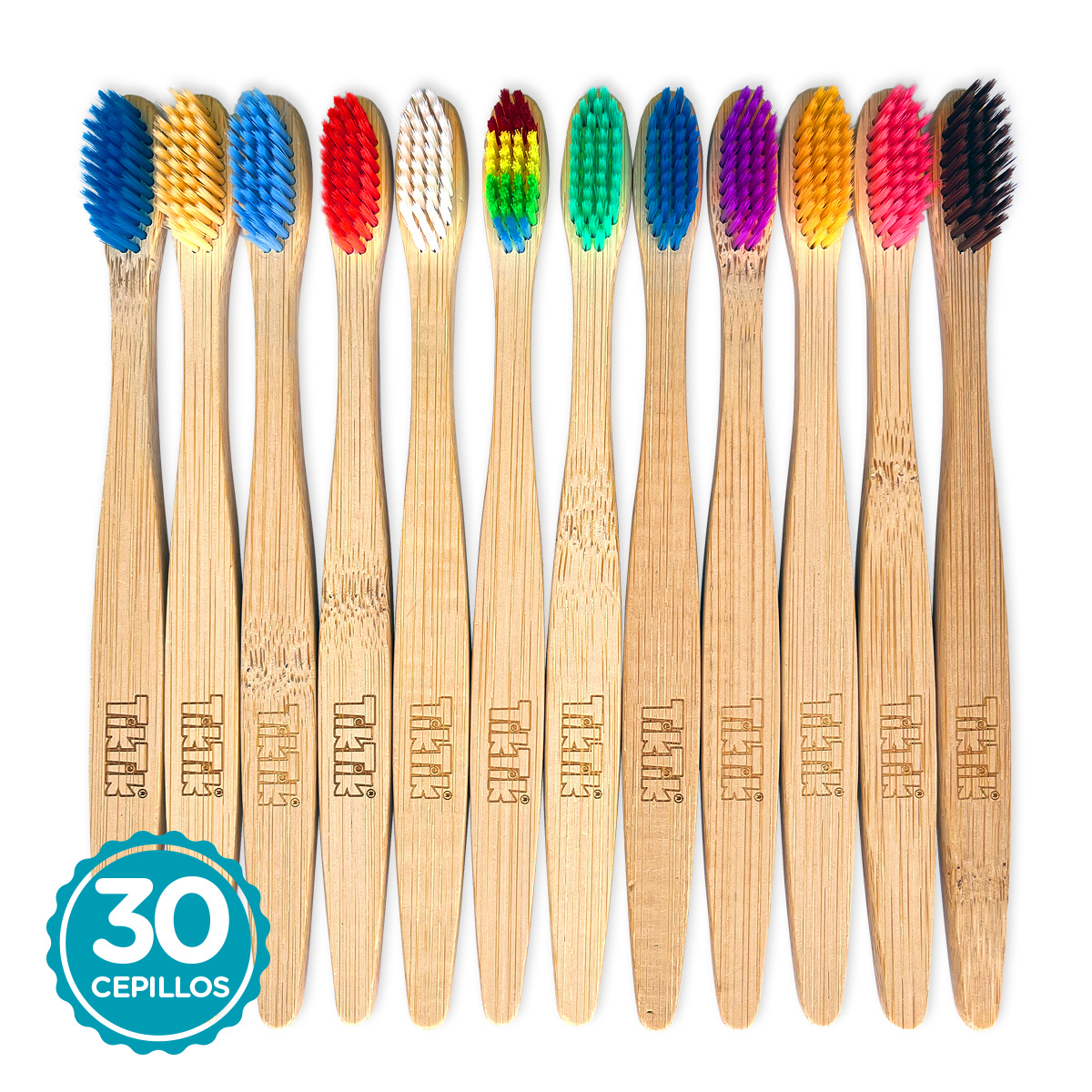 Cepillo Dental De Bambu Para Adulto 30 pzs Surtidas Ecologico