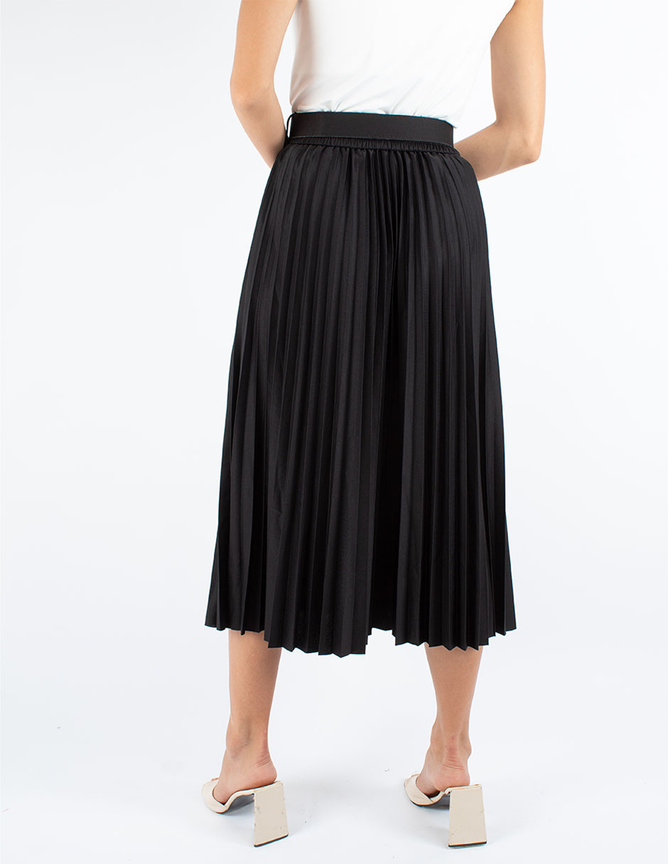 Falda plisada midi con cinto 