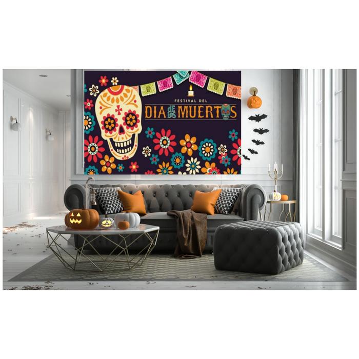 Día de Muertos 3 Lienzo Tradicional MXDTI-001-28 221x170cm Lienzo en Tela Día de Muertos Color Morado, Día de Muertos 3