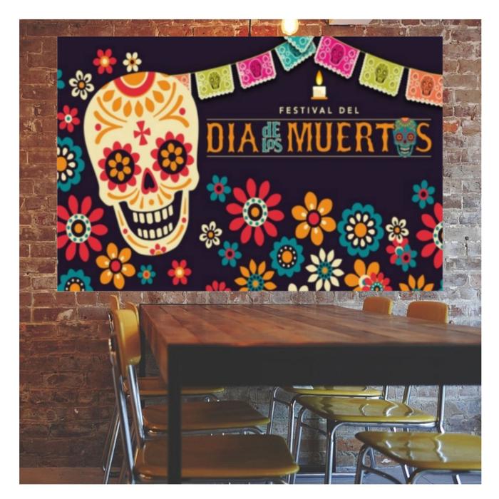 Día de Muertos 3 Lienzo Tradicional MXDTI-001-28 221x170cm Lienzo en Tela Día de Muertos Color Morado, Día de Muertos 3