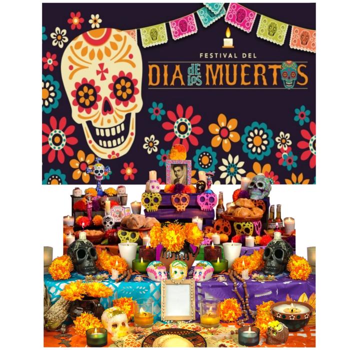 Día de Muertos 3 Lienzo Tradicional MXDTI-001-28 221x170cm Lienzo en Tela Día de Muertos Color Morado, Día de Muertos 3