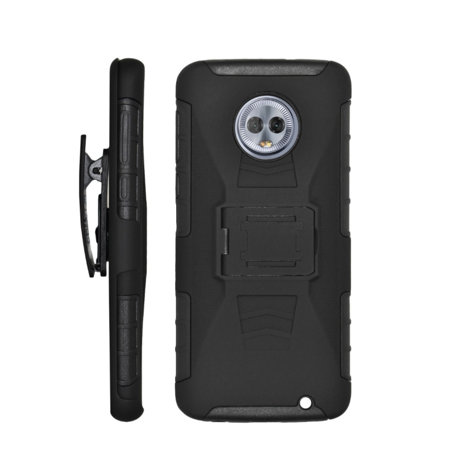 Funda Protector Uso Rudo con Clip más Mica de Cristal Gratis para OPPO A16  4g Color Negro