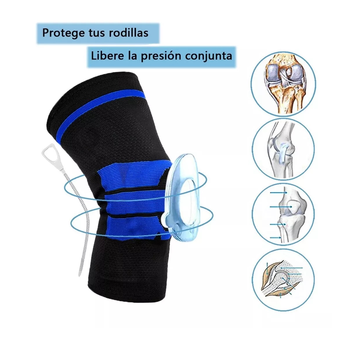 Rodillera Elástica De Compresión Gym Para Deportes Correr Azul XXL