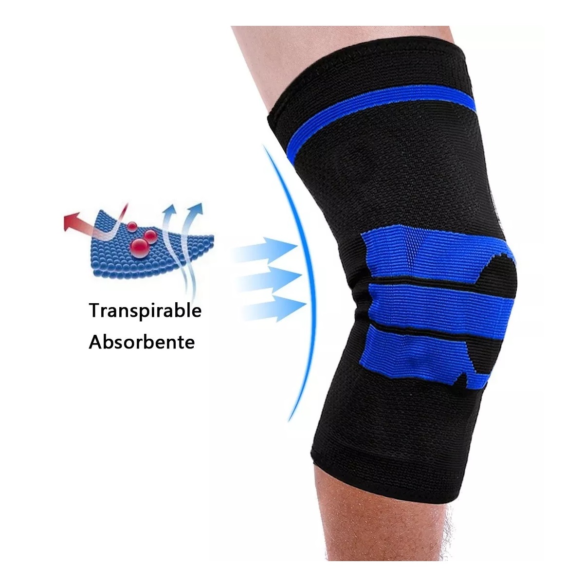 Rodillera Elástica De Compresión Gym Para Deportes Correr Azul XXL