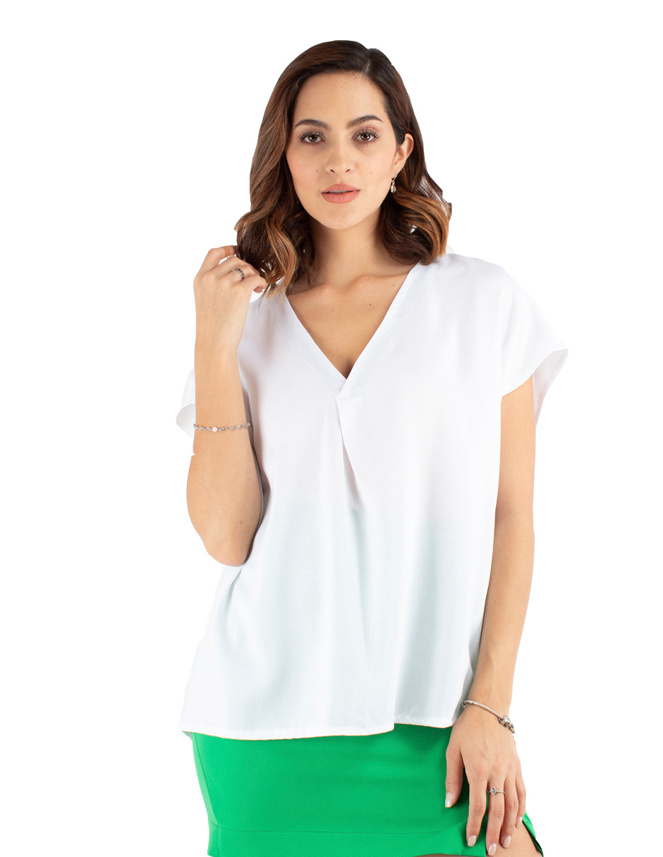 Blusa amplia cuello V 