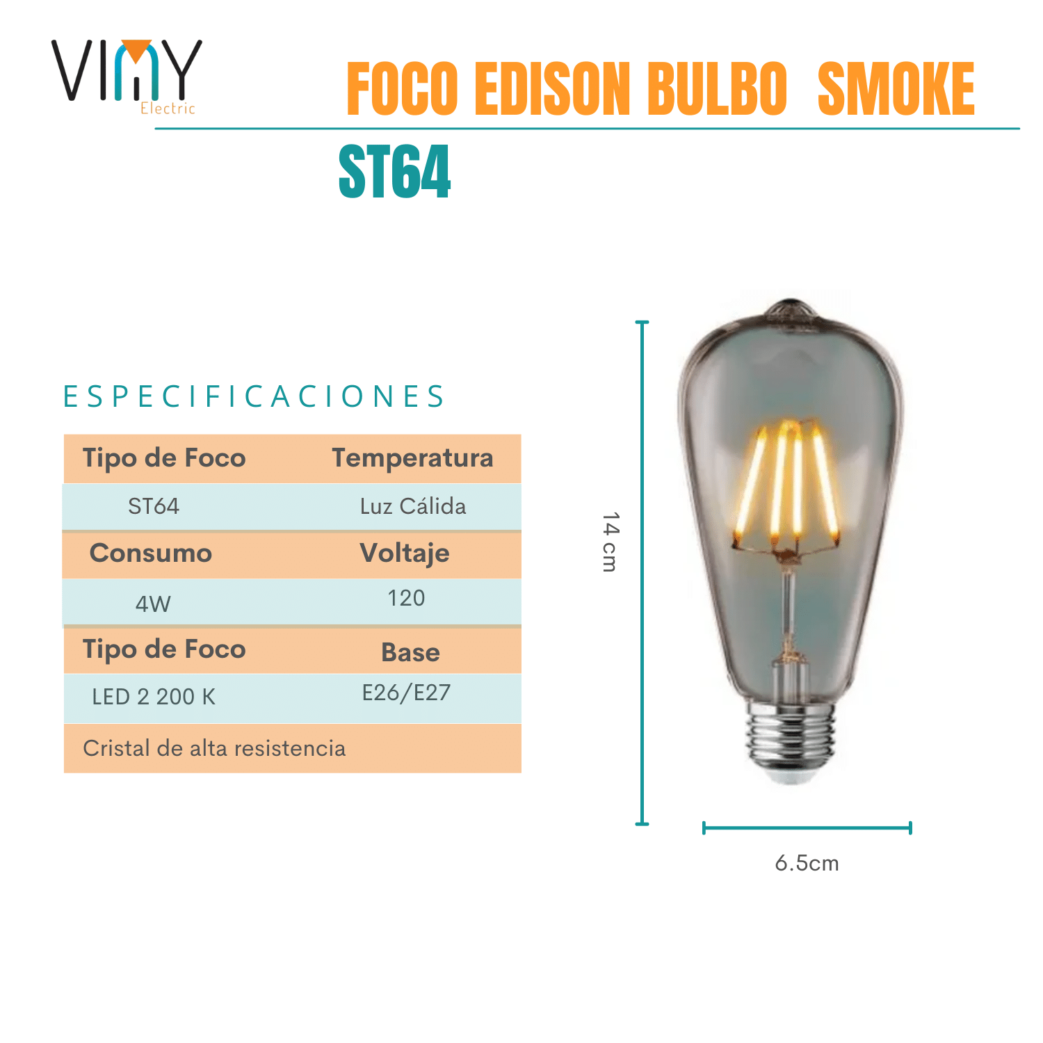 6 Focos Vintage Led Edison Smoke Bulbo