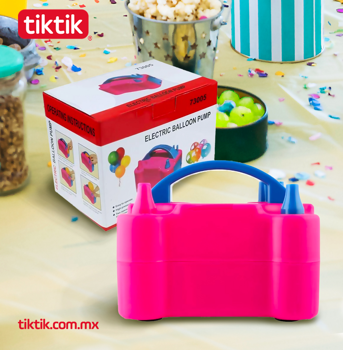 Bomba Para Inflar Globos + Letrero Feliz Cumpleaños