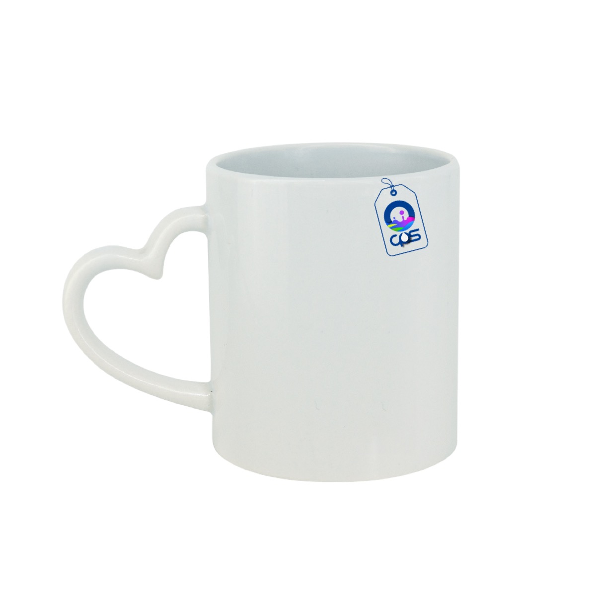 Taza blanca de 11oz. Con asa de corazón, para sublimar (12 piezas)