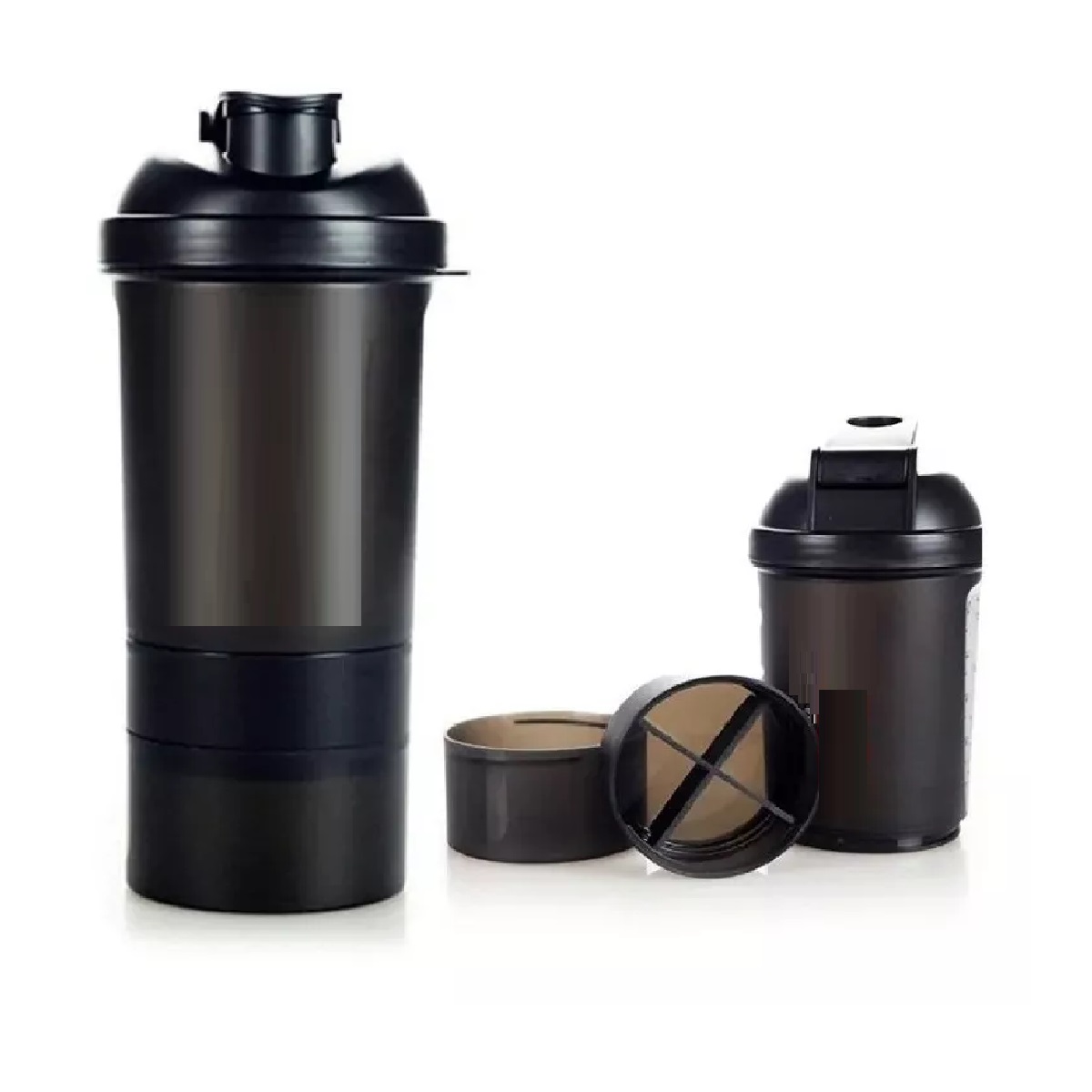 Vaso Mezclador Shaker Pastillero Separadores Proteina Gym Negro