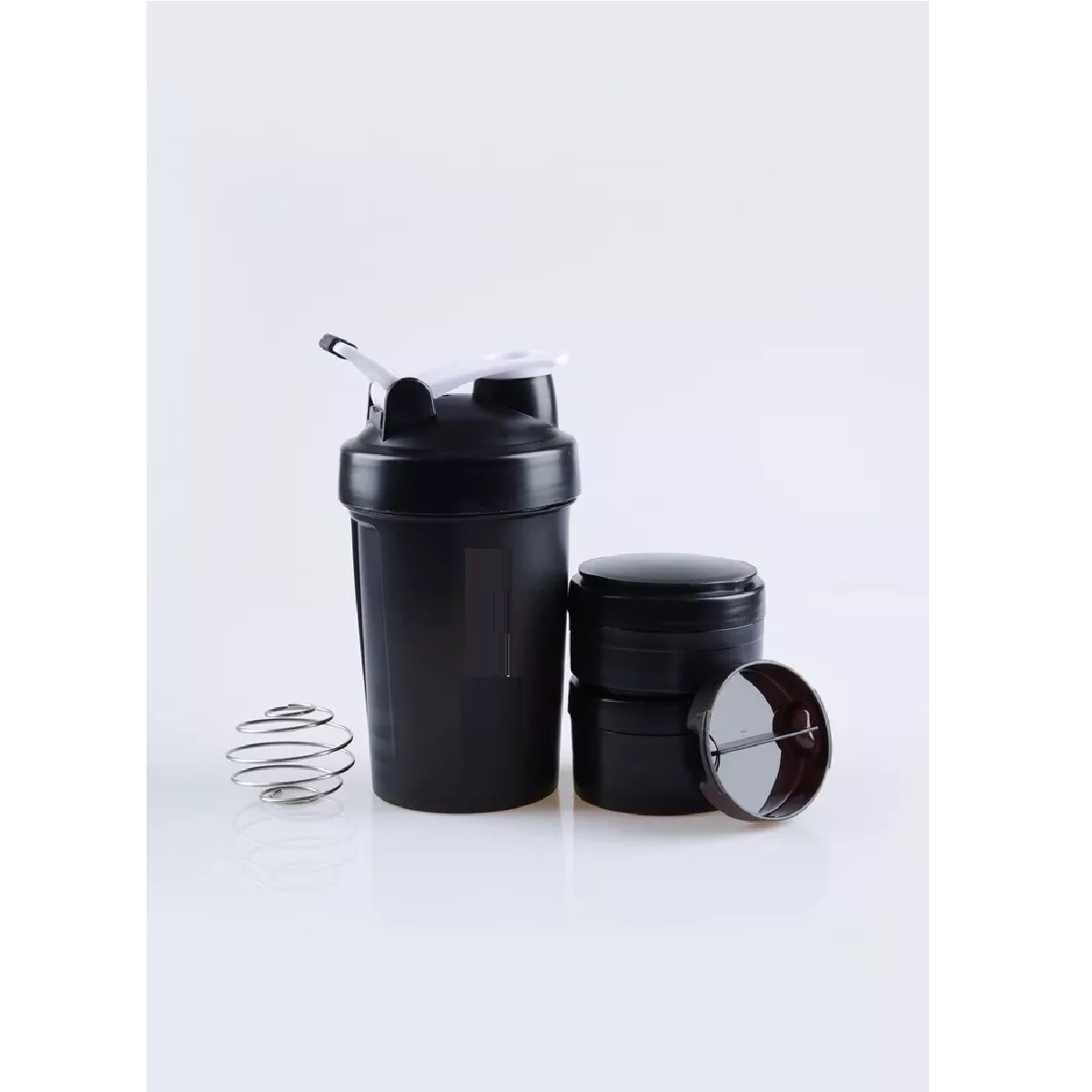 Vaso Mezclador Shaker Pastillero Separadores Proteina Gym Negro