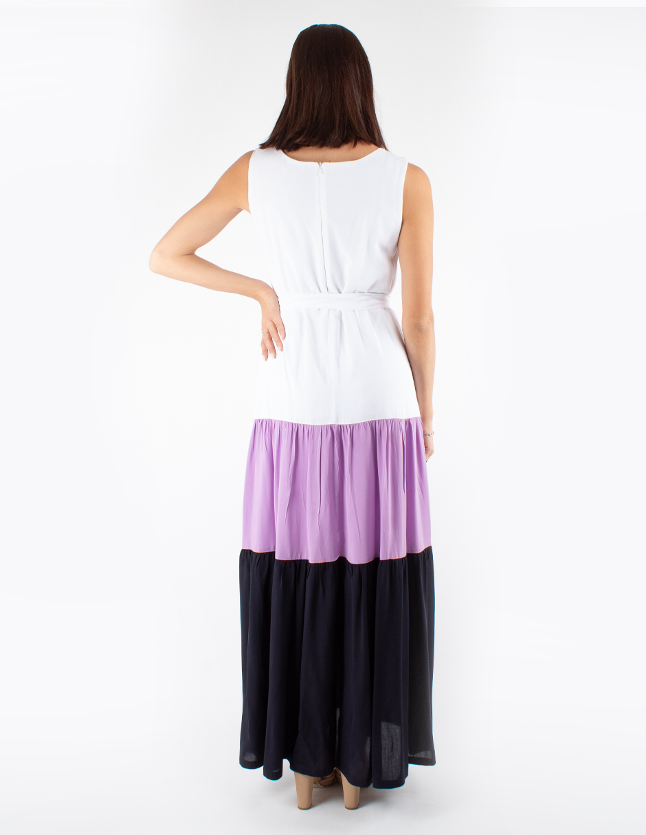 Maxi vestido color block 