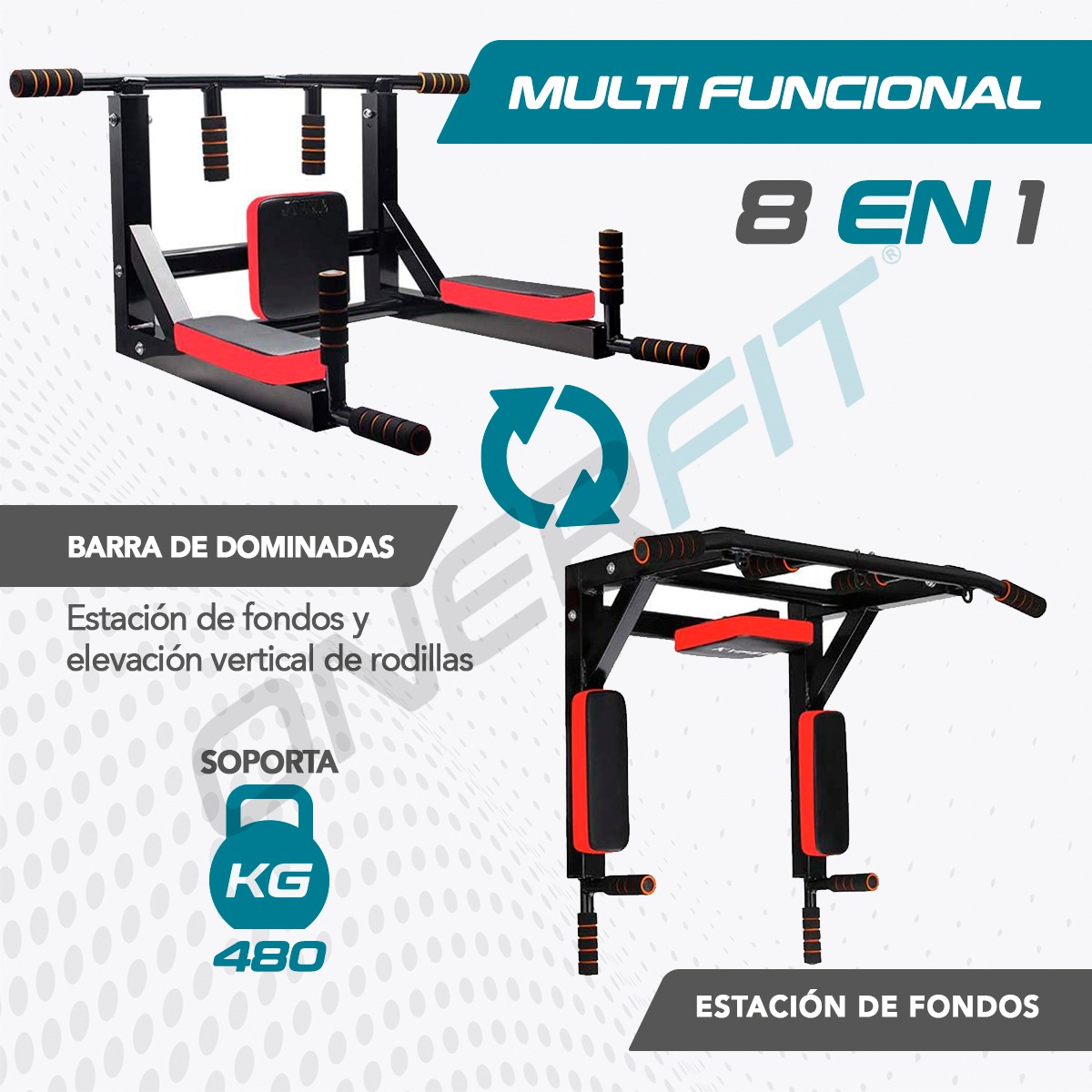 Barra Para Dominadas Multifuncional + Ligas de Resistencia