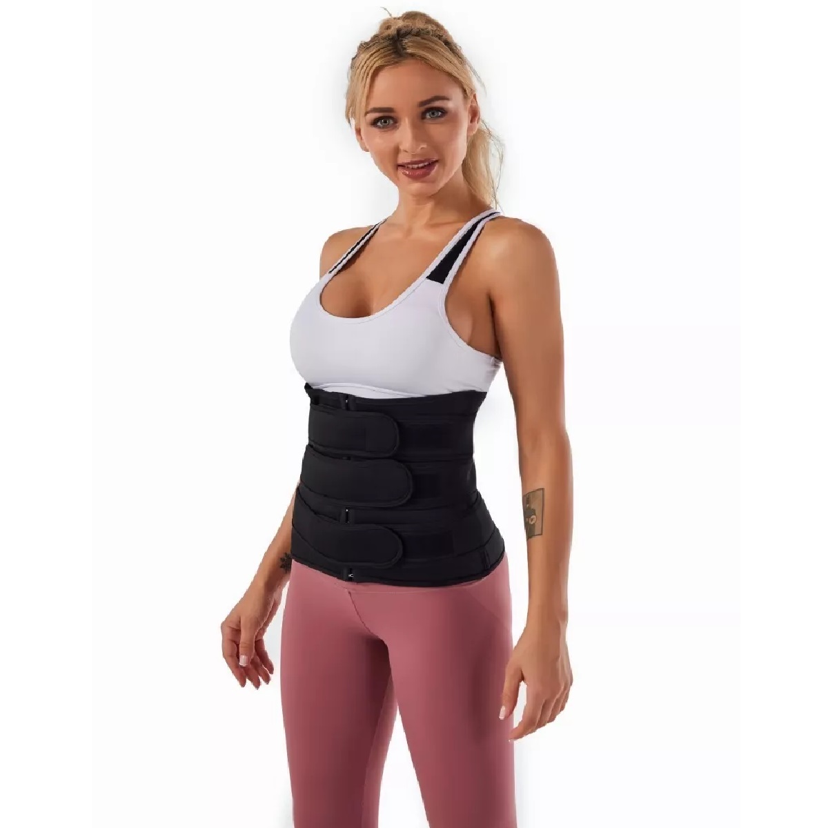 Faja Reductora Doble Efecto Sauna Gym Moldeadora Neopreno Negro L