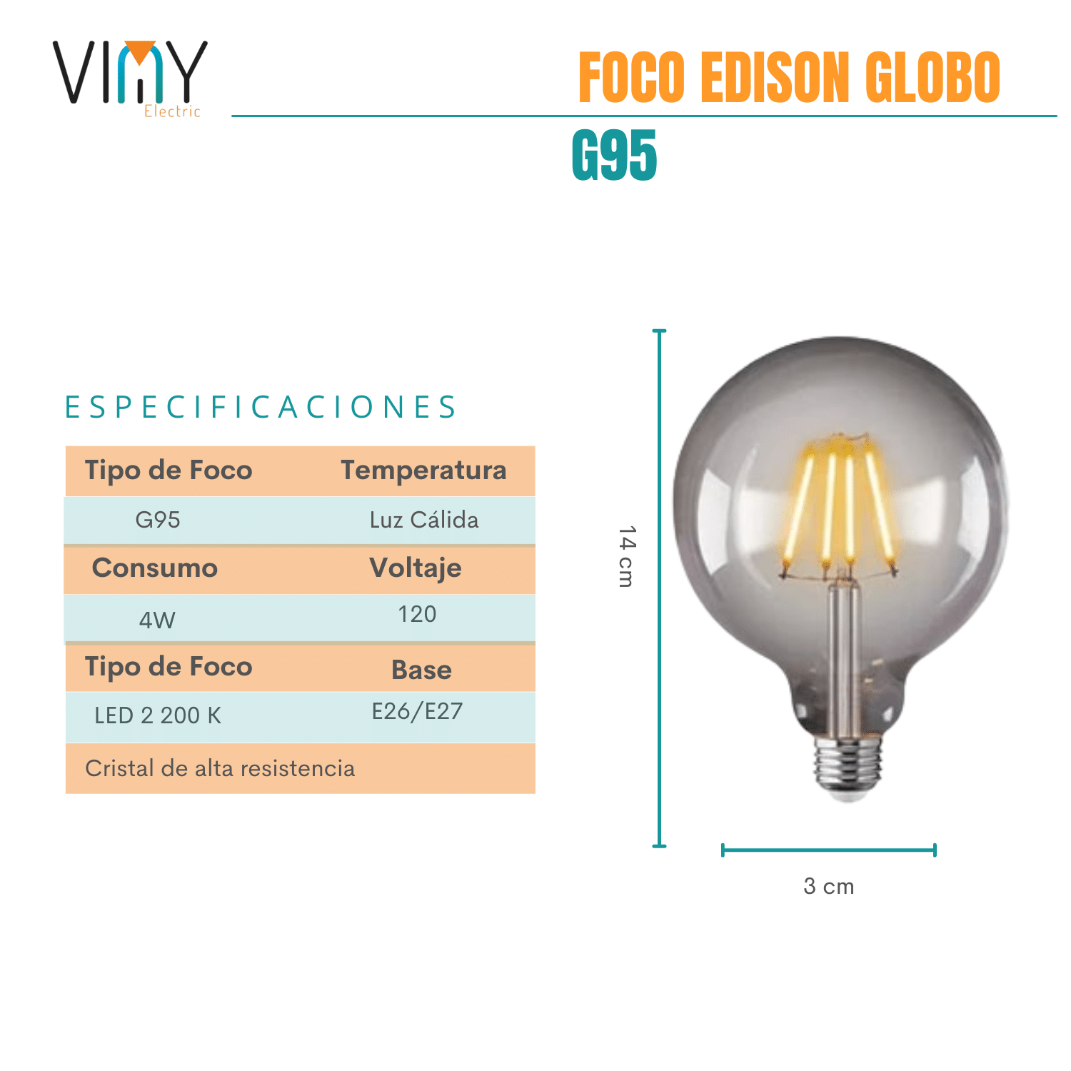 4 Focos Edison Led Globo Smoke