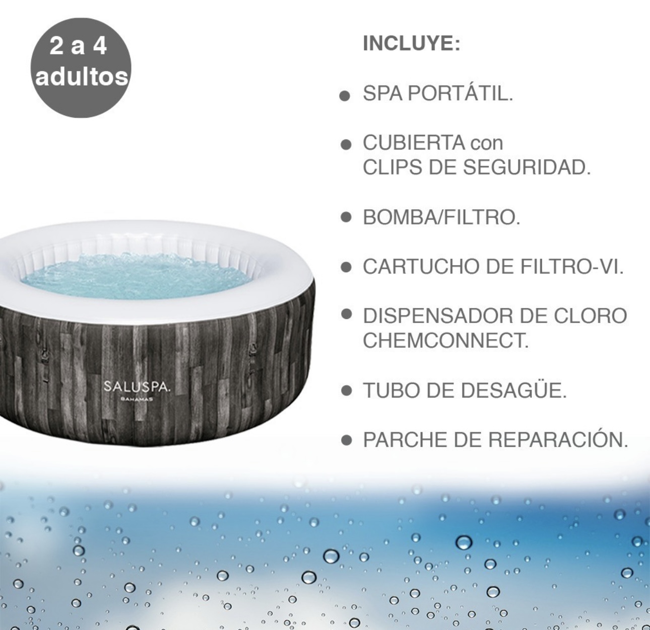 Jacuzzi Spa Inflable Bestway Familiar 71 X 26 Pulgadas