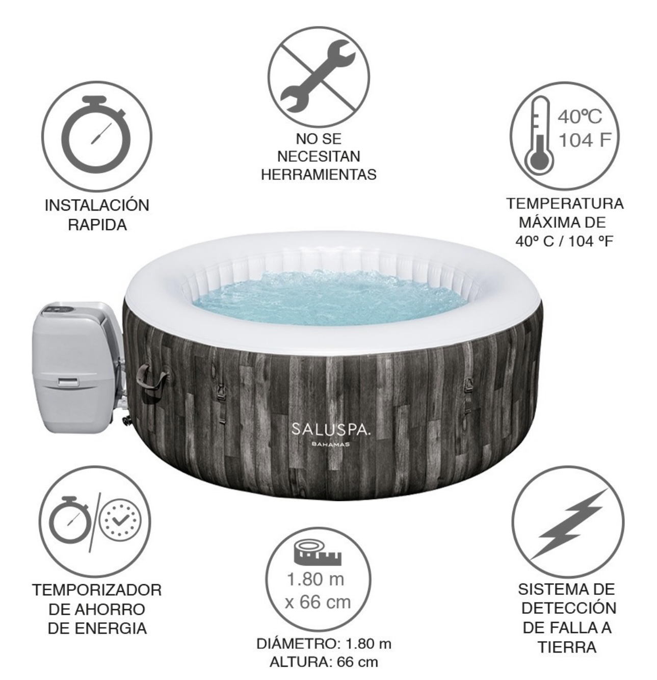 Jacuzzi Spa Inflable Bestway Familiar 71 X 26 Pulgadas