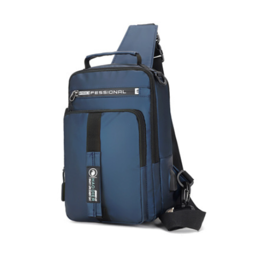 Mochila antirrobo azul morral ordenador portátil carga externa USB impermeable escolar pechera