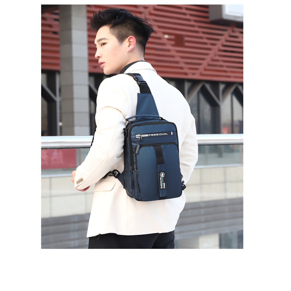 Mochila antirrobo azul morral ordenador portátil carga externa USB impermeable escolar pechera