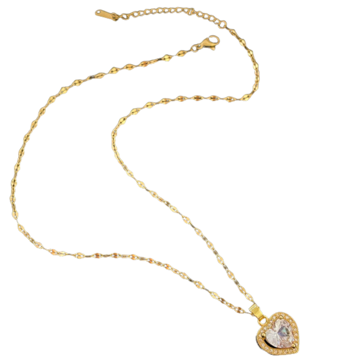 Collar Dorado Dije Corazon Acero Inoxidable Moda Mujer