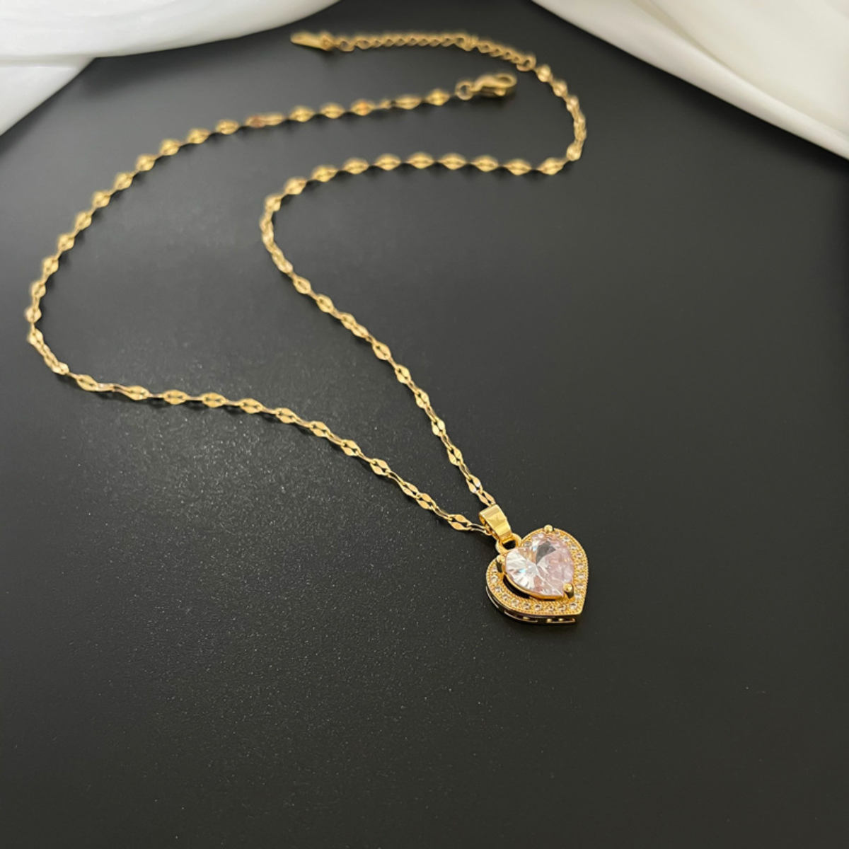 Collar Dorado Dije Corazon Acero Inoxidable Moda Mujer