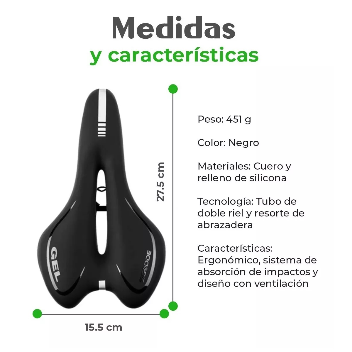 Asiento Sillin,cojín Cómodo Bicicleta Absorción De Impactos