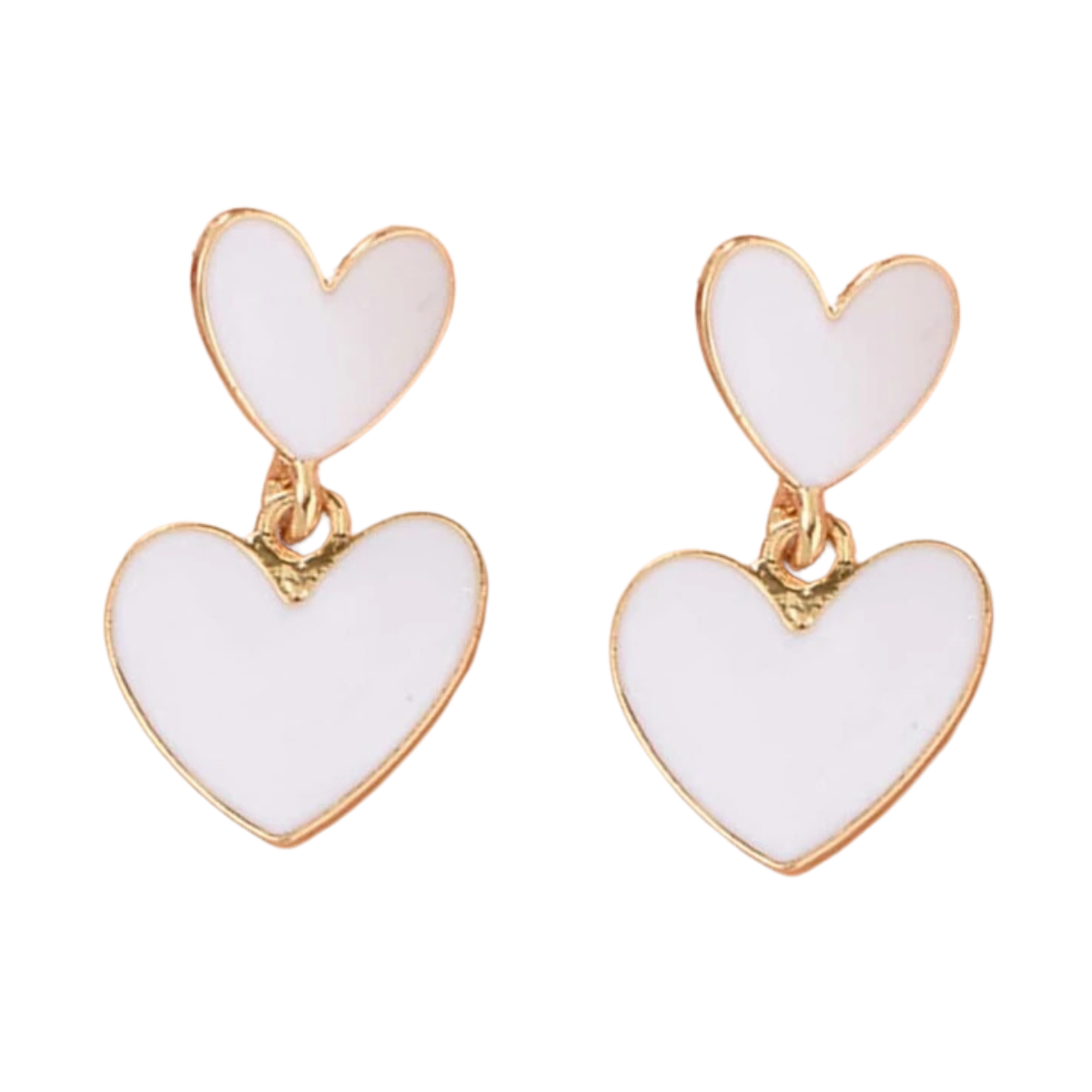 Arete Diseño Corazon Blanco Moda Mujer Acero Inoxidable