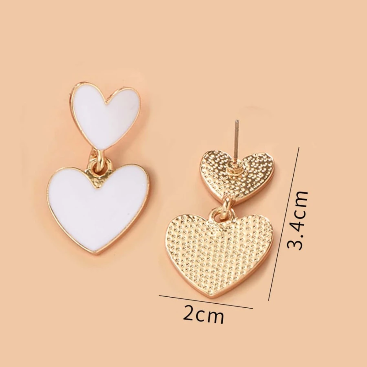 Arete Diseño Corazon Blanco Moda Mujer Acero Inoxidable