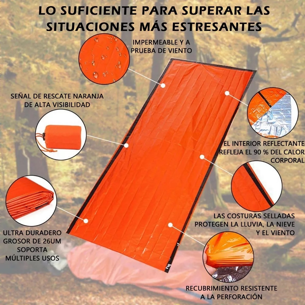 Tienda Emergencia Camping Saco Dormir Aislante Supervivencia