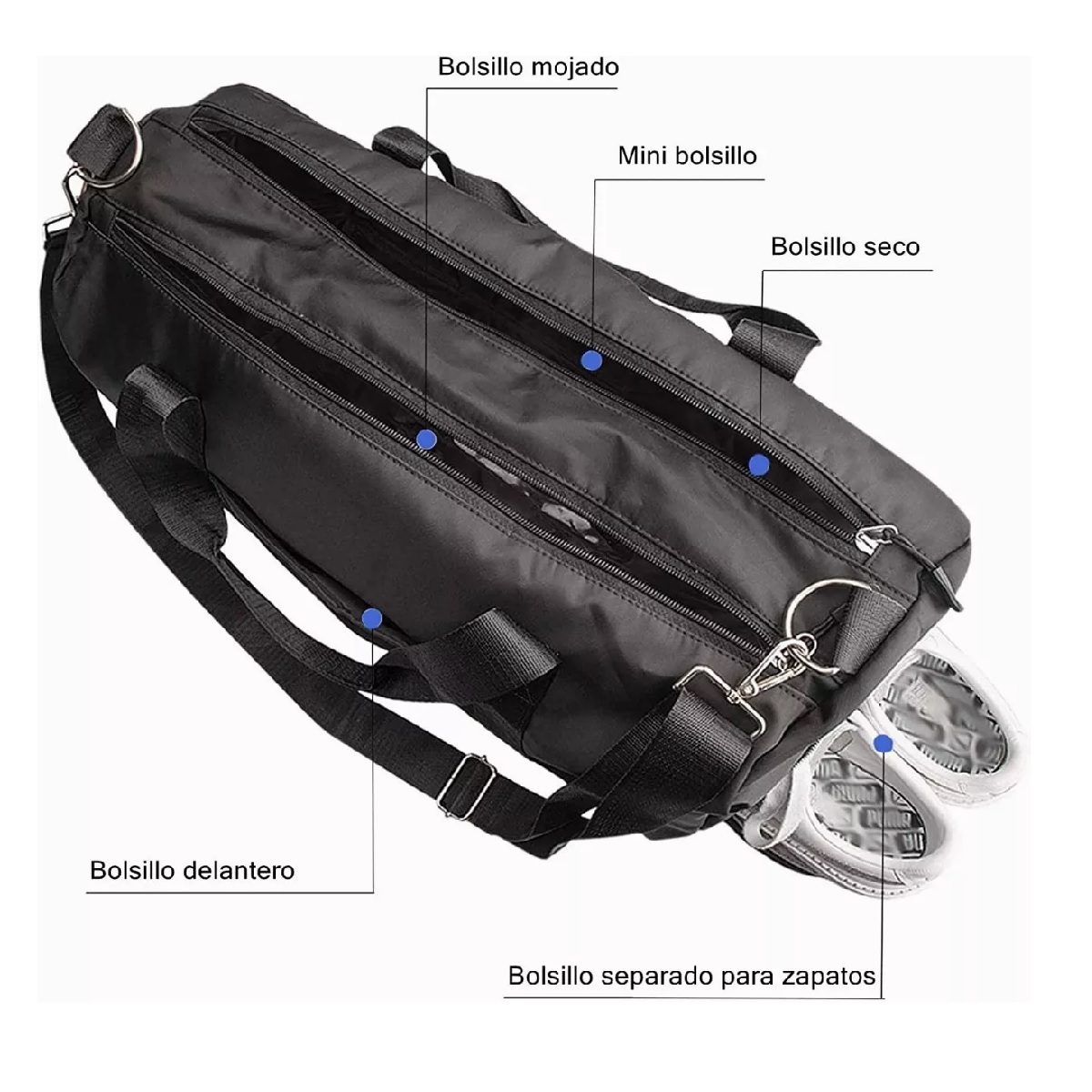 Maletas Bolsas De Viaje Deportiva Bolsa Fitness Bag Mochila Negro