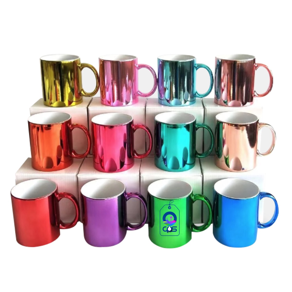 Taza metálica (espejo) para sublimar, 36 piezas.