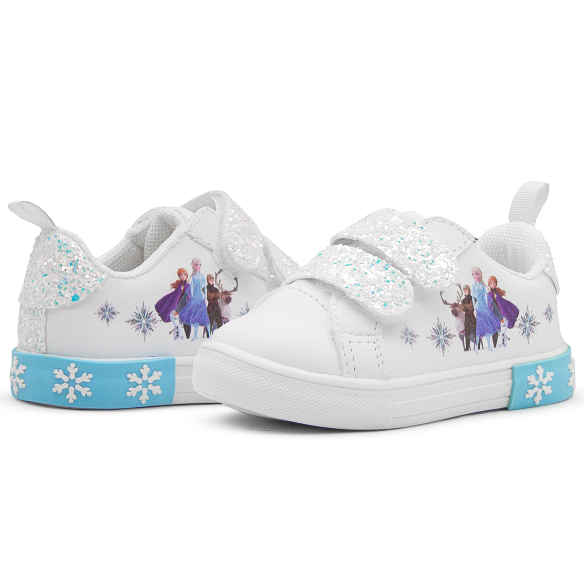 Tenis Para Niña Disney Frozen Ana Y Elsa Velcro Con Brillos